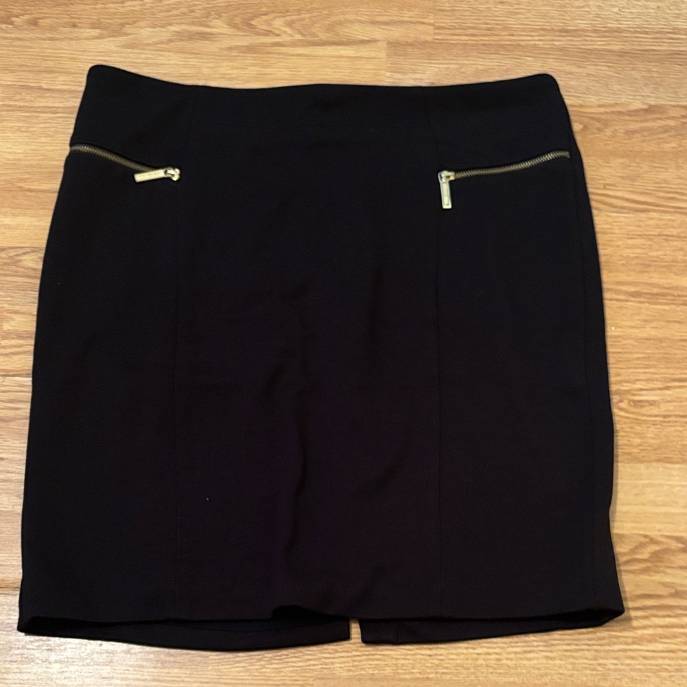 Michael Kors Black Midi Skirt with Gold Accents